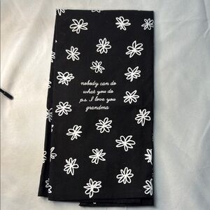 Floral Black kitchen flour sack towel, grandma quite, NWT